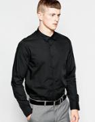 Brave Soul Plain Formal Shirt With Contrast Neck - Black