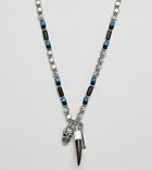 Reclaimed Vintage Inspired Skull & Bone Beaded Necklace Exclusive To Asos - Silver
