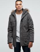 Threadbare Parka Jacket With Faux Fur Hood - Green