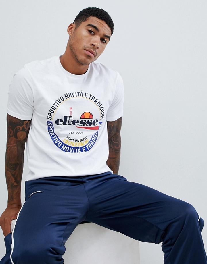 Ellesse Rombio T-shirt With Large Stamp Print In White - White