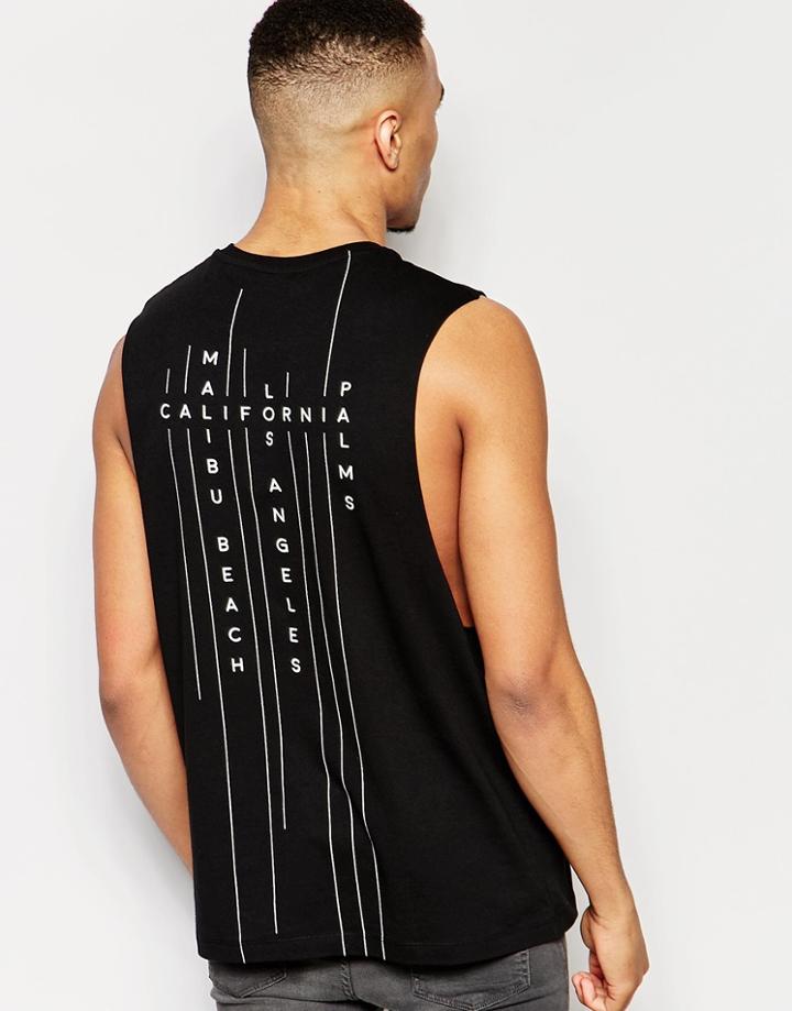 Asos Sleeveless T-shirt With Back Print - Black