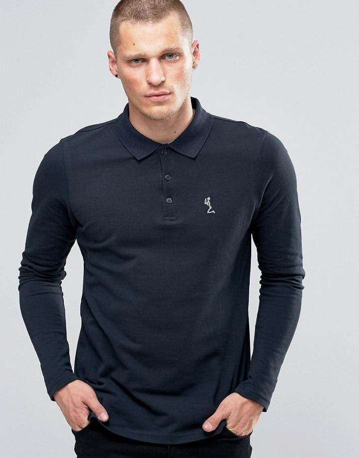 Religion Long Sleeve Pique Polo - Navy