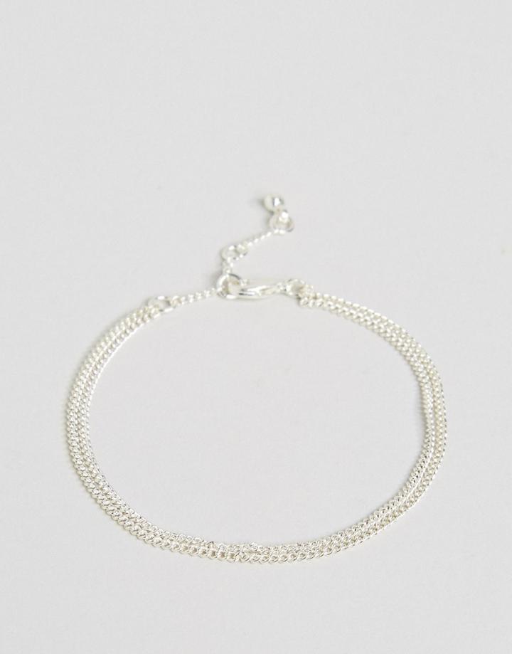 Pilgrim Silver Plated Double Layer Chain Bracelet - Silver
