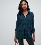Missguided Tall Exclusive Tall Oversized Boyfriend Shirt In Check - Navy