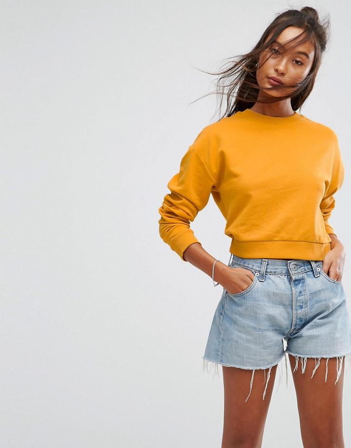 Asos Cropped Sweatshirt - Yellow