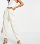 4th & Reckless Petite Tailored Sweatpants In Cream Set-white