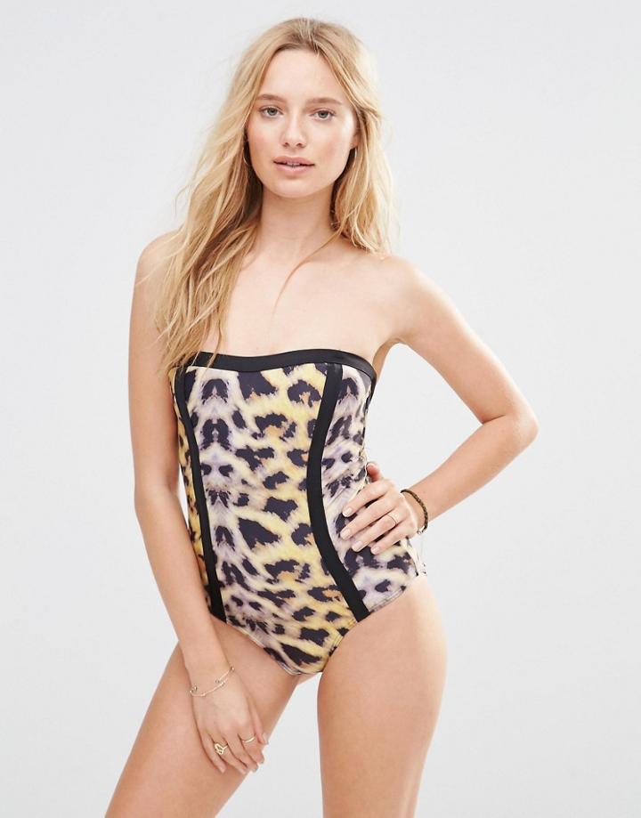 Bond - Eye Printed Ladder Swimsuit - Wildfire