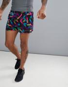 Asos 4505 Training Shorts In Short Length With Quick Dry And Abstract Print - Multi