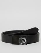 Diesel B-warrior Leather Belt In Black - Black