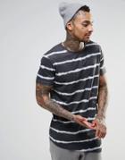 Asos Super Longline T-shirt With Painted Stripe And Asymmetric Hem