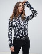 Religion High Neck Top In Leopard - Multi