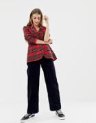 Pull & Bear Plaid Check Blazer - Red