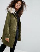 Asos Oversized Parka With Padded Liner - Green