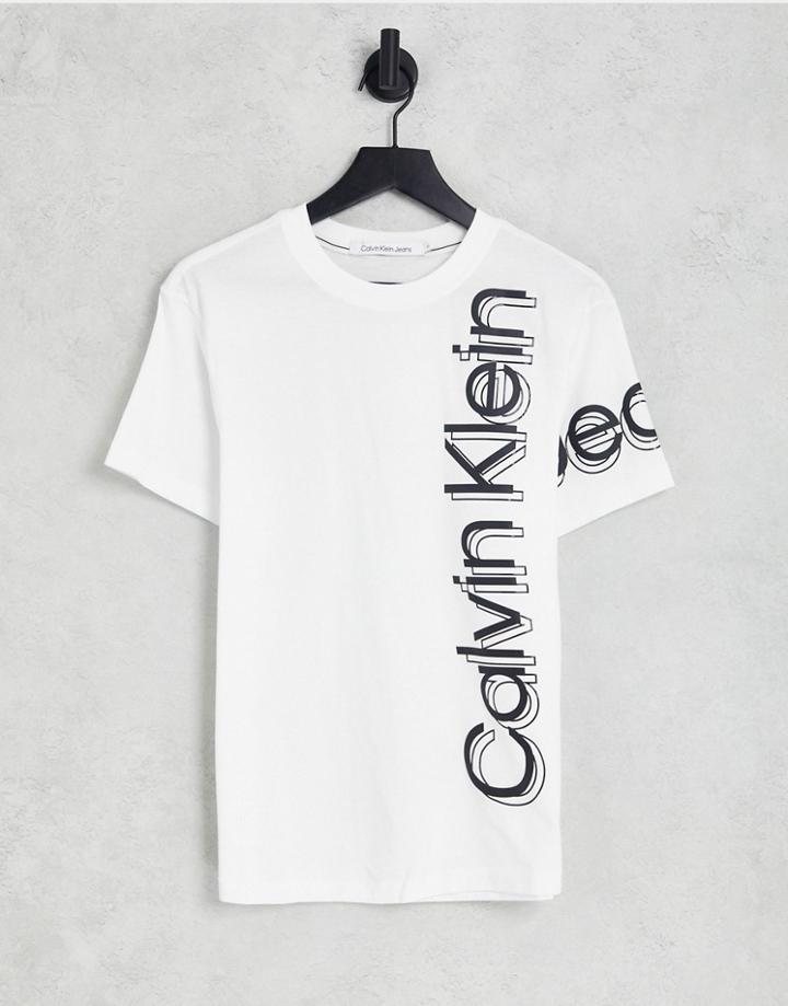 Calvin Klein Jeans Vertical Bold Logo T-shirt In White