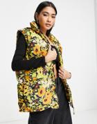 & Other Stories Recycled Polyester Padded Vest In Floral Print-red