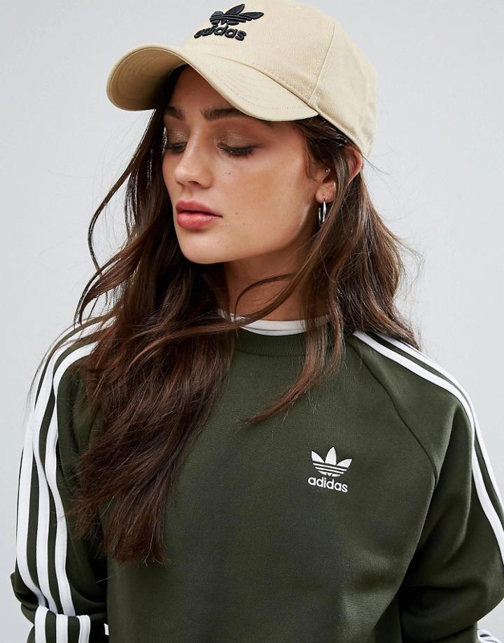 Adidas Originals Logo Cap In Beige - Green