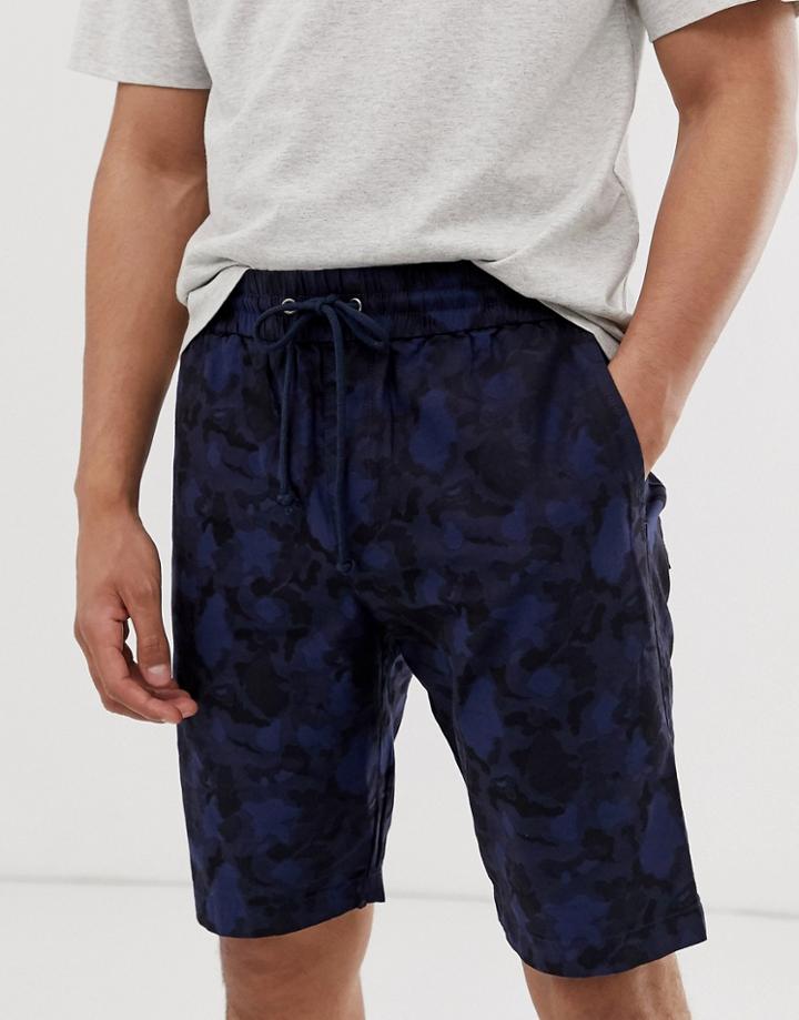 Hymn Camo Jacquard Print Drawstring Shorts - Navy