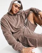 Asos Design Set Oversized Hoodie In Marl Terry Cloth-neutral