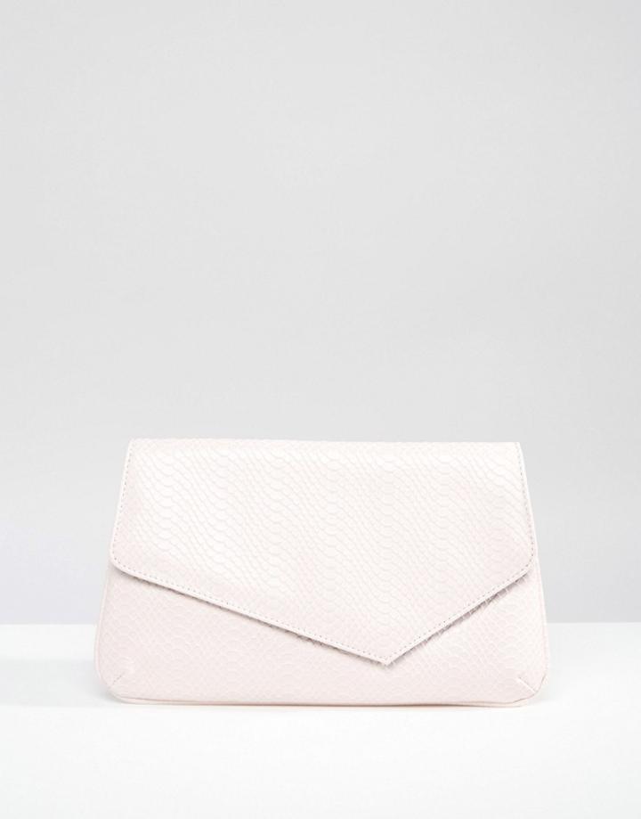 Asos Asymmetric Snake Clutch Bag - Pink