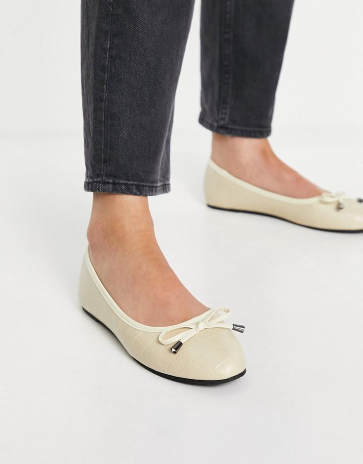 Raid Emma Ballerina Flats In Bone Croc-white