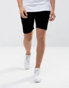 Intense Skinny Shorts In Black Velour - Black