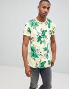 Brave Soul Hawaiian Print T-shirt - Yellow