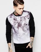 Religion Sweatshirt With Floral & Wings Print - Black