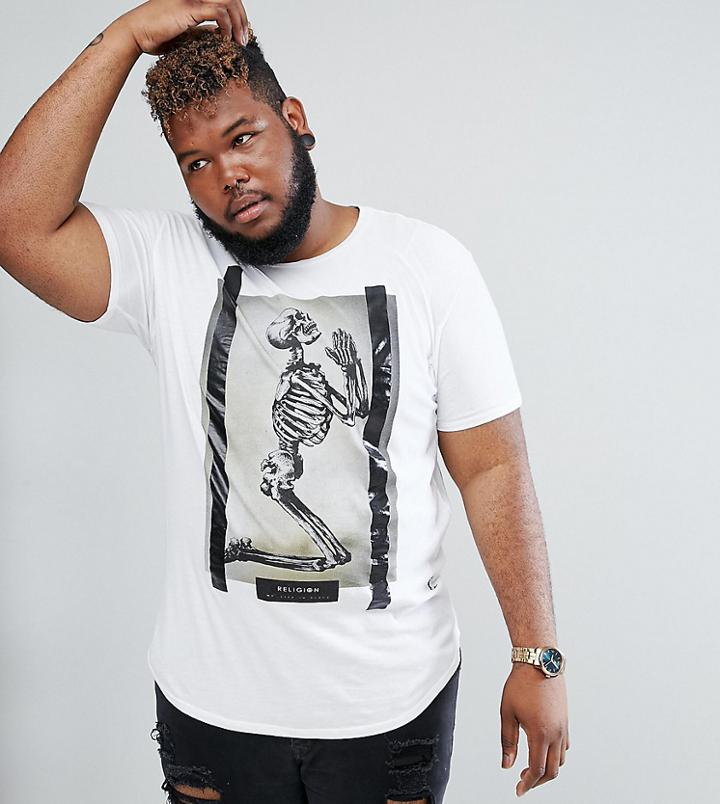 Religion Plus T-shirt With Praying Skull Print - White
