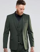 Asos Skinny Suit Jacket In Khaki - Khaki