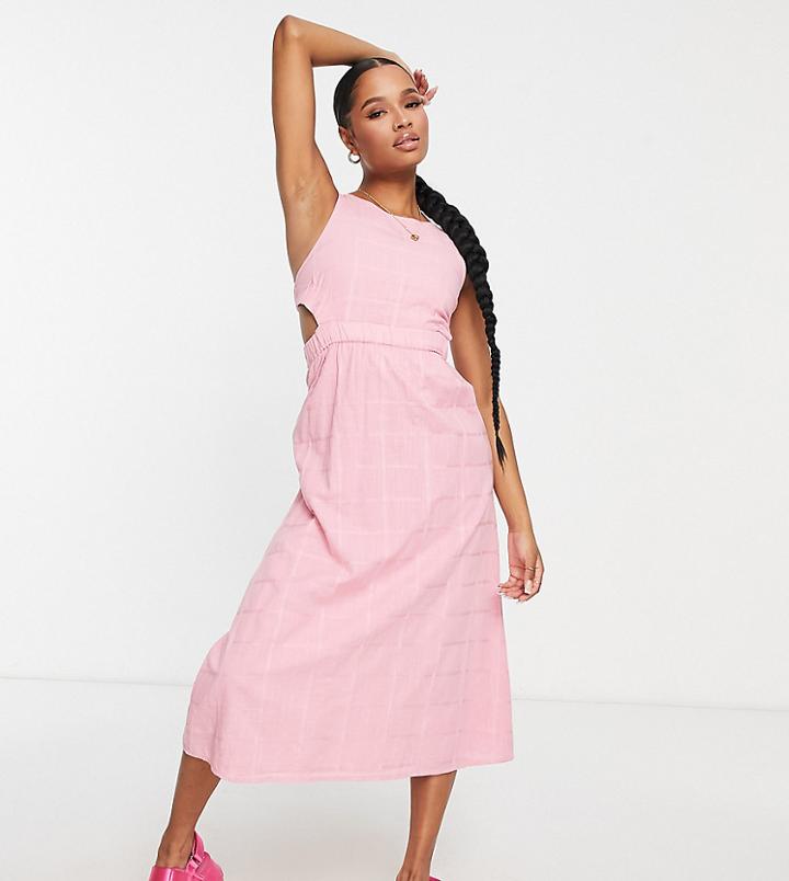 New Look Petite Cut Out Midi Dress In Pink