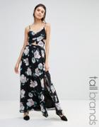 Missguided Tall Floral Cross Front Maxi Dress - Multi