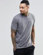 Asos Loungewear Skater T-shirt With Splatter Print And Raw Edges - Gray