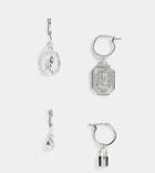 Reclaimed Vintage Inspired Earrings With Lock And Key Charms In Silver 4 Pack