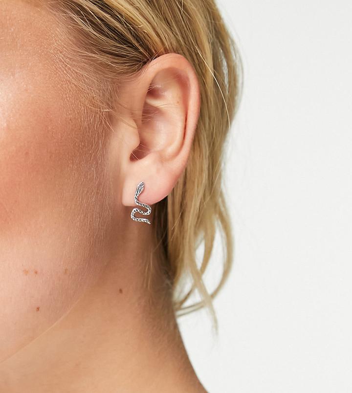 Kingsley Ryan Snake Ear Climber Earrings In Sterling Silver