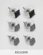 Designb London Stud Earrings In 3 Pack - Silver