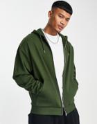 Asos Design Oversized Hoodie With Zip In Dark Green