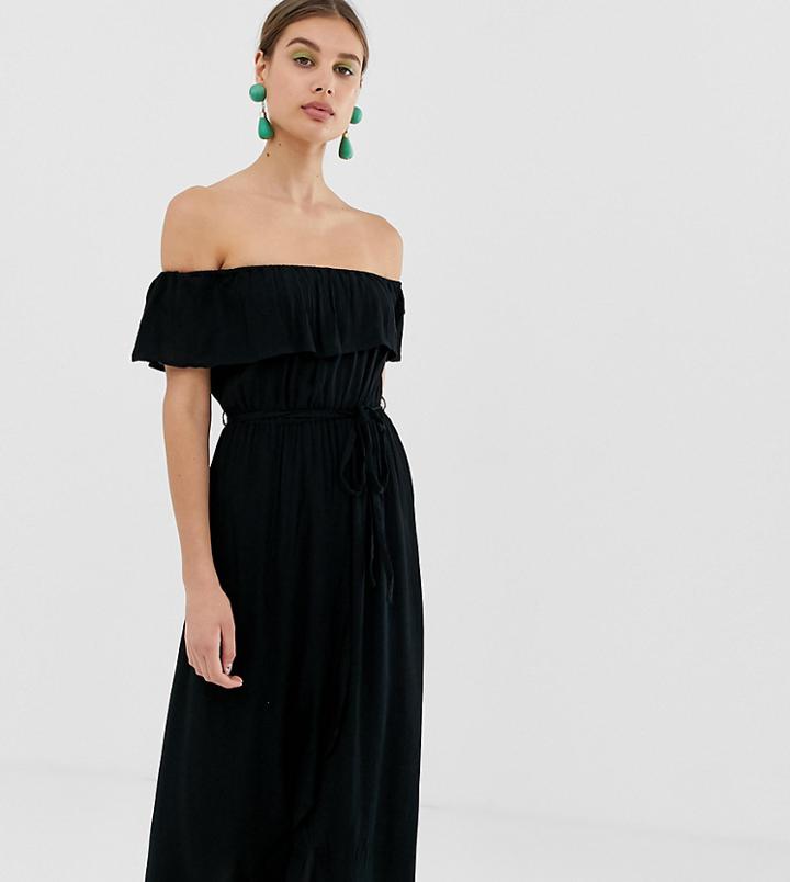 River Island Maxi Dress With Frill In Black - Black