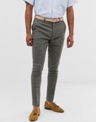 Asos Design Super Skinny Smart Pants In Gray Dog Tooth - Gray