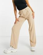 Na-kd Wide Leg Pinstriped Pants In Beige Stripe-neutral