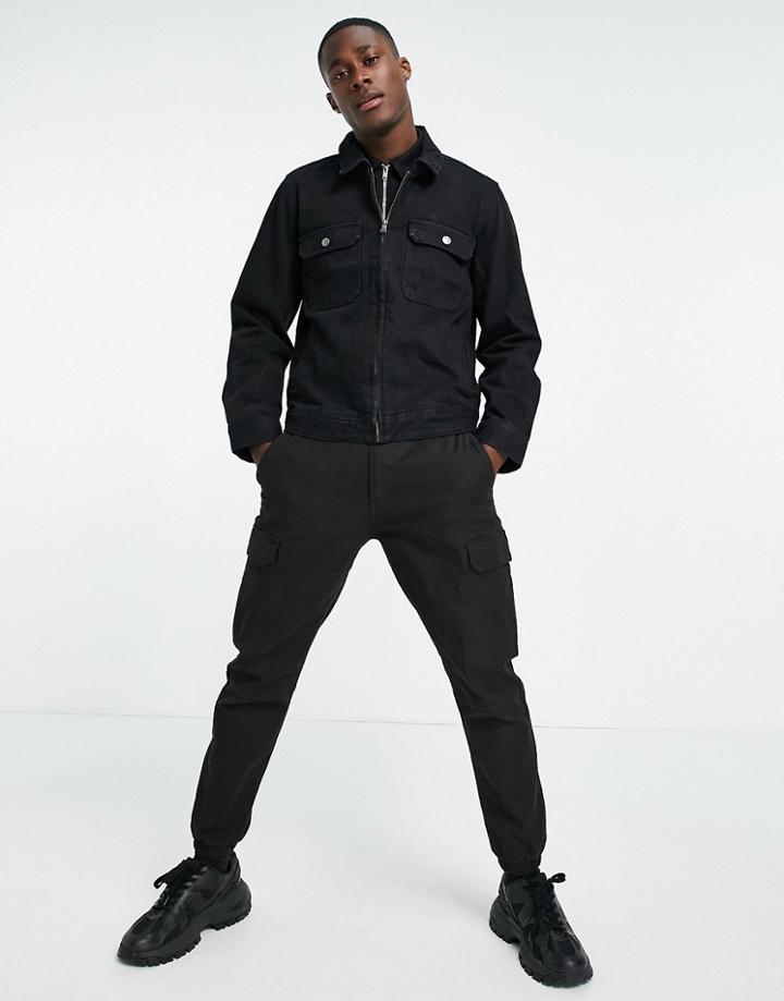 Topman Washed Black Zip Through Jacket