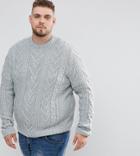 Asos Plus Cable Knit Sweater In Steel Blue - Blue