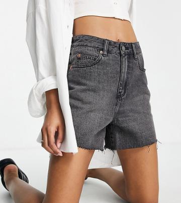 Dr Denim Tall Nora Shorts With Raw Hem In Black