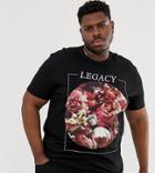 Asos Design Plus T-shirt With Floral Print And Embroidery Slogan-black