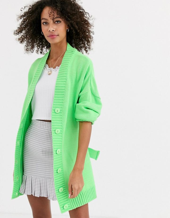 Asos Design Oversized Belted Cardigan-green