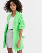 Asos Design Oversized Belted Cardigan-green