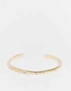 Asos Design Cuff Bracelet With Ball Texture In Gold Tone