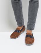 Silver Street Contrast Loafers In Tan - Blue