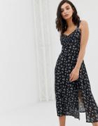 Rahi Dainty Midi Dress In Flora Print - Black