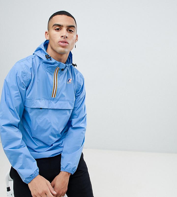 K-way Le Vrai 3.0 Leon Pullover Waterproof Jacket In Blue - Blue