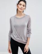 Vero Moda Drape Front Sweater - Gray